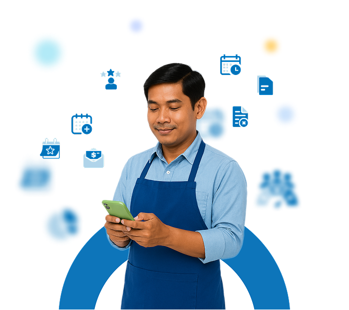 Retail employee using Cadena HRM Series 5